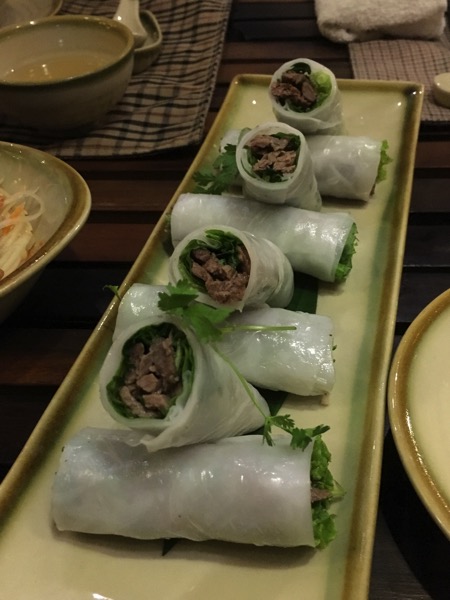 Rolled fresh “Phở” noodle with beef and local herbs